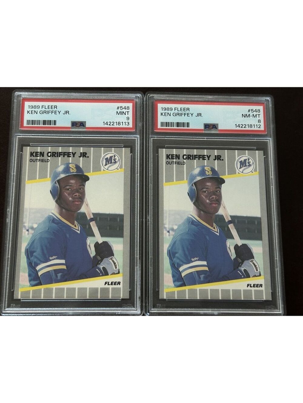 HOF Ken Griffey Jr. Vintage Rookie Lot 1989 Fleer PSA Graded Mint 9 & NM-MT 8